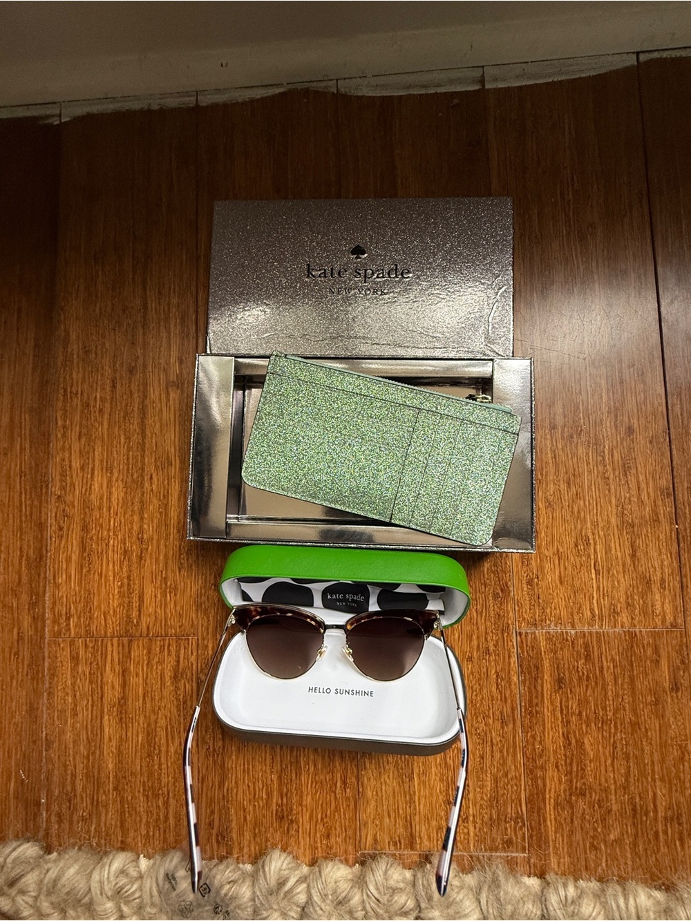 NWT/NIB kate spade Glitter Cardholder & Alvi Sunglasses Bundle